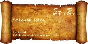 Szlovák Réka névjegykártya
